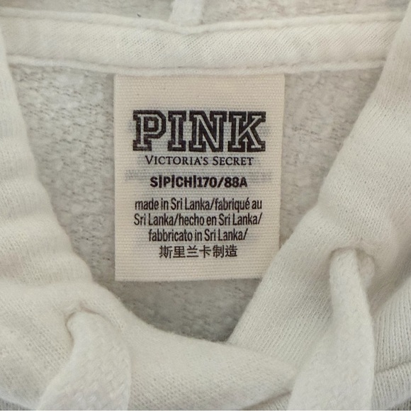 Victoria's Secret PINK Women White Floral Logo Hoodie Pullover Sweatshirt in S - Picture 4 of 4